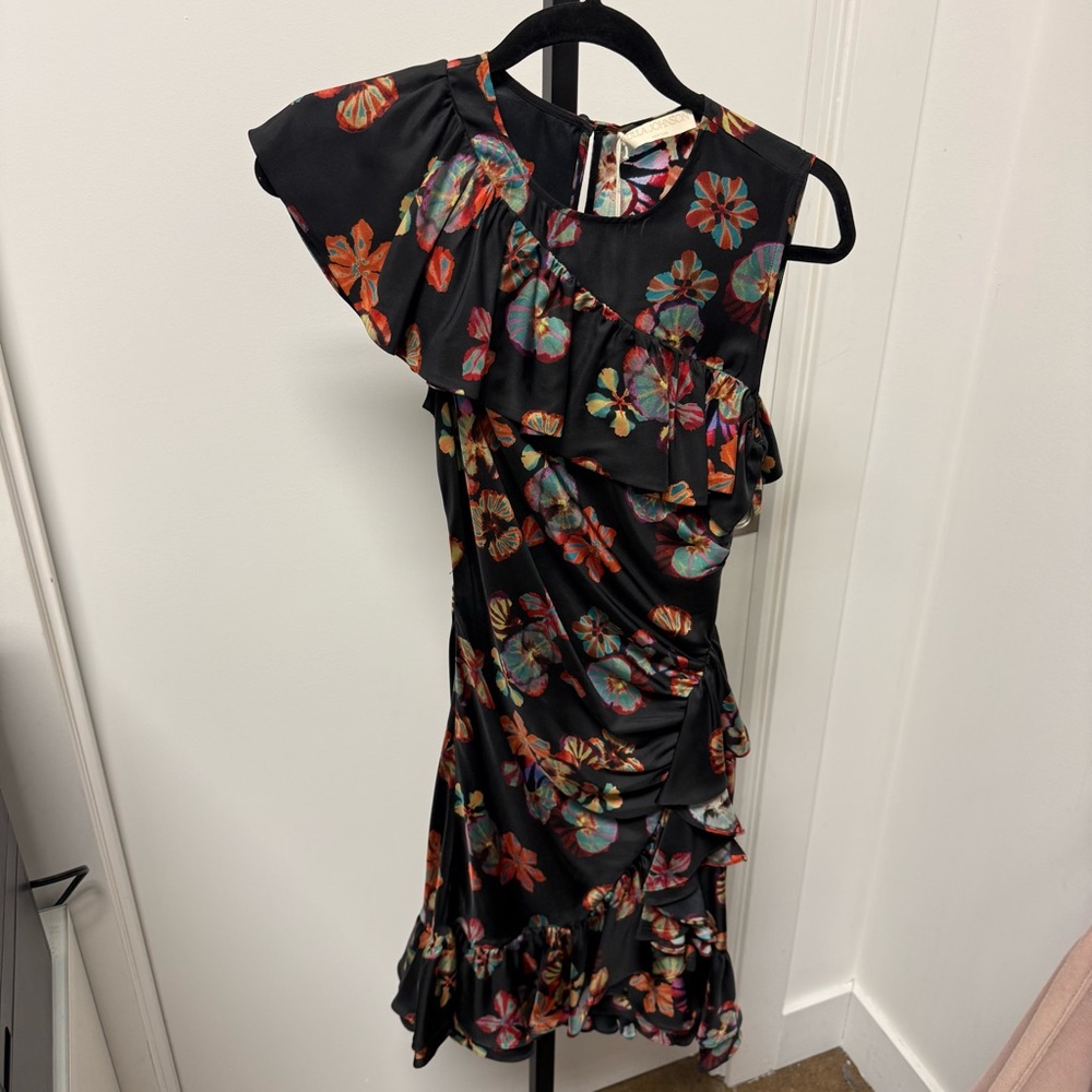 Ulla Johnson Candace Dress Black Floral One-Shoulder